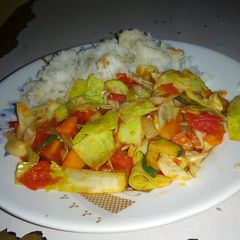 Rice with stir fry vegetables A picture of Rice with stir fry vegetables.
