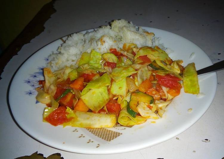 Rice with stir fry vegetables