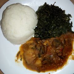 A picture of Sima,stewed liver & kienyeji mboga(mkunde) #localfoodcontst-mbsa.