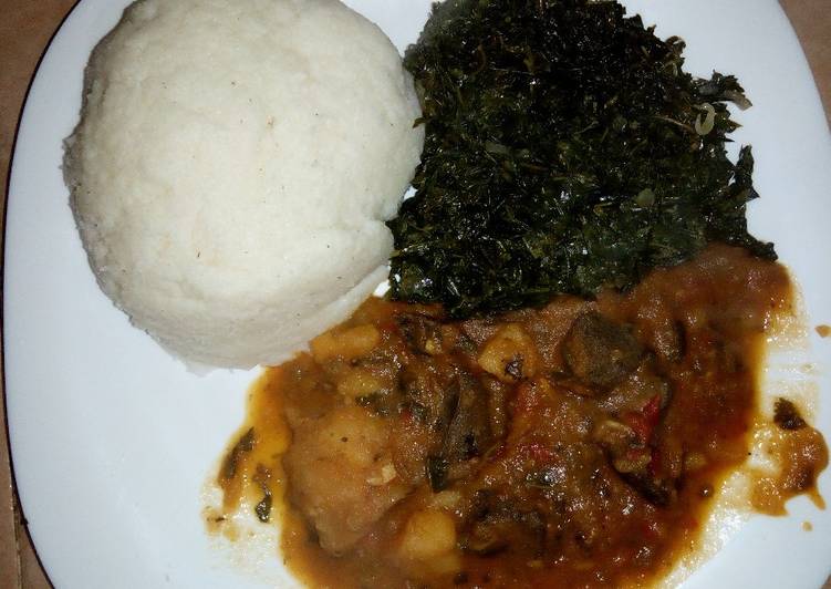 Sima,stewed liver & kienyeji mboga(mkunde) #localfoodcontst-mbsa
