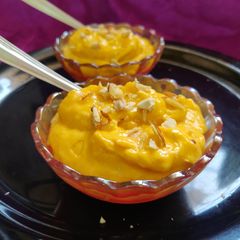 Mango shrikhand A picture of Mango shrikhand.