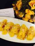 Mango Malai Sweet Khandvi.   
