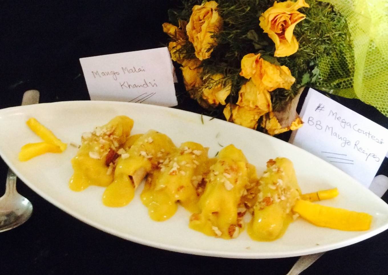 Mango Malai Sweet Khandvi.