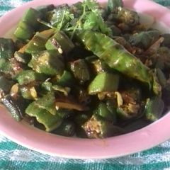 Lady" finger stir fry A picture of Lady" finger stir fry.