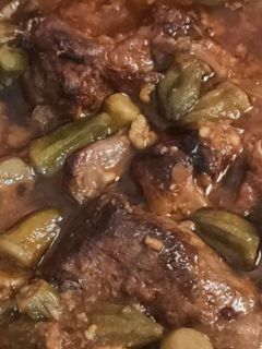 صورة لوصفة طاجن باميه باللحمه 😘🥩❣️