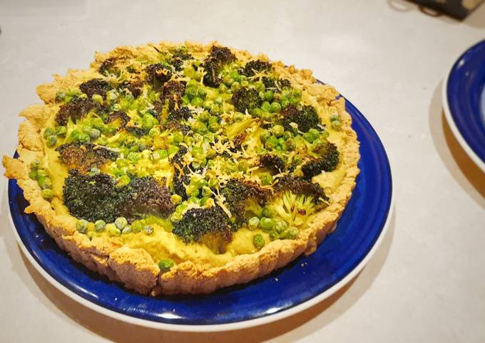 Cashew-Broccoli Tart with Oat crust