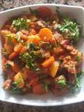 Guisado de carne, papa y Kale