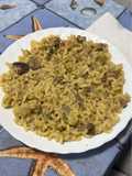 Fideos con rape y setas