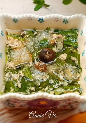 Hình của món Canh cải rổ nấu nấm thịt xay.