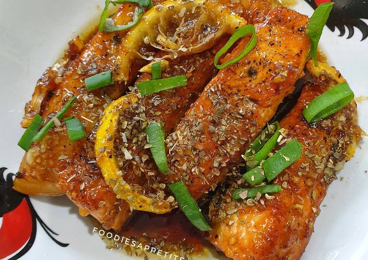 Cara mengolah Honey Lemon Salmon legit