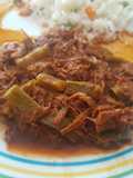 Deshebrada enchilada con nopalitos