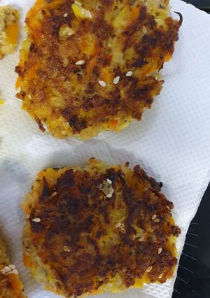 A picture of Zucchini carrot patties-vegan style.