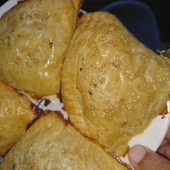 A picture of Pattis on patela with ready-made paratha.