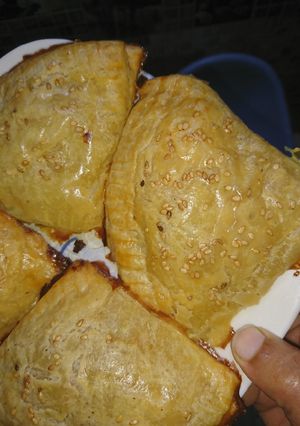 A picture of Pattis on patela with ready-made paratha.