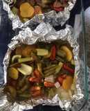Vegetales al horno con papa amarilla