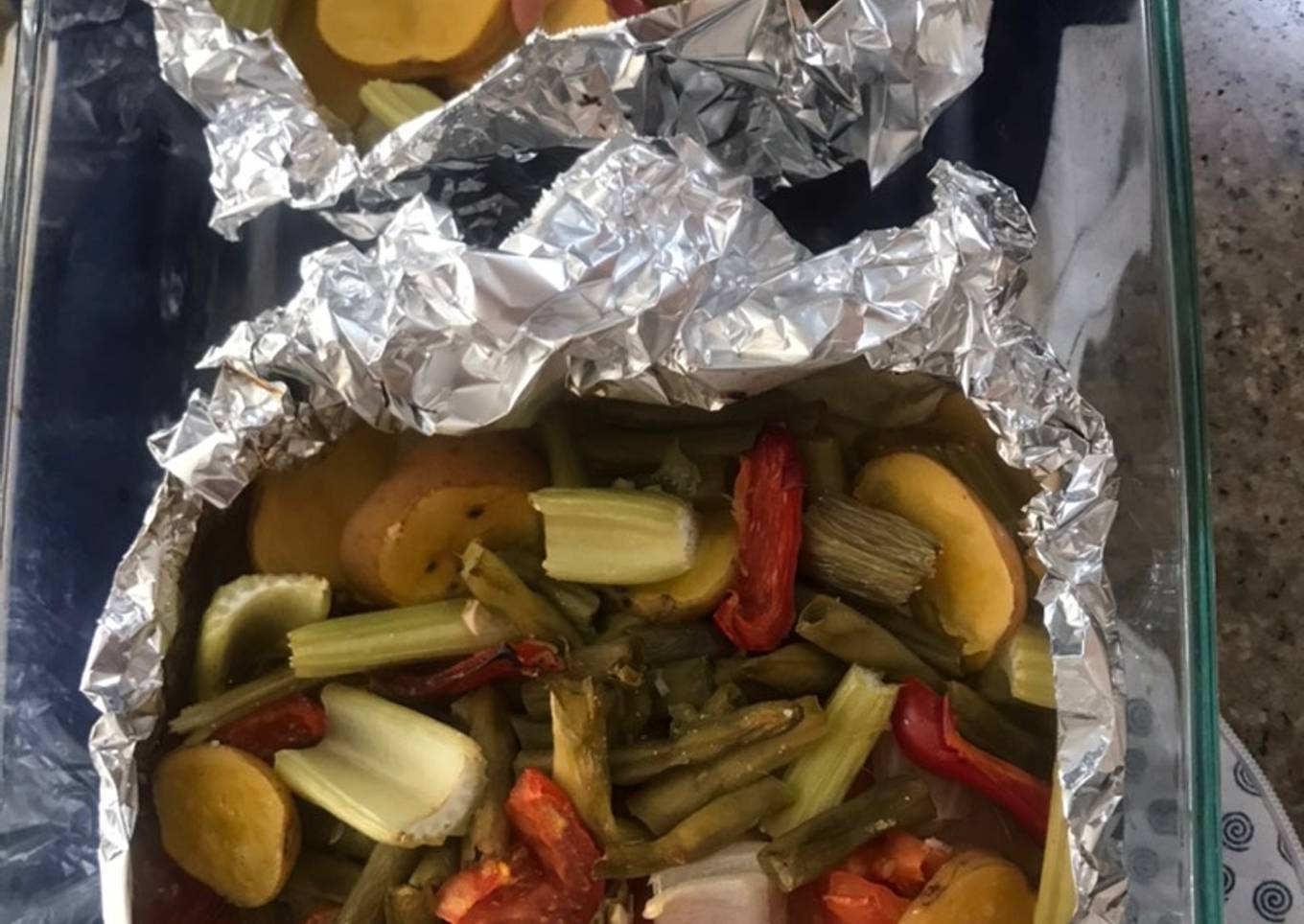 Vegetales al horno con papa amarilla