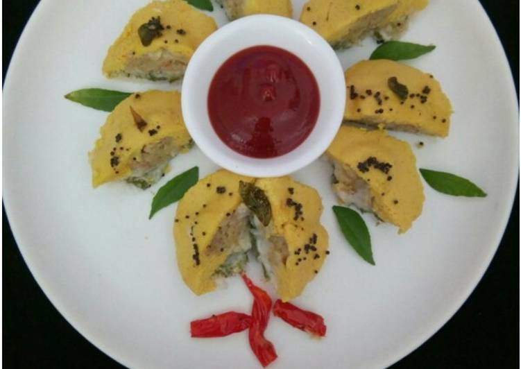 Potato cheese dhokla sandwich