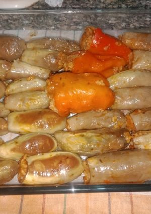 صورة لوصفة محشي الباذنجان الأبيض مع الفلفل الألوان 🌶️