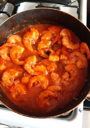 Una foto de Camarones a la diabla