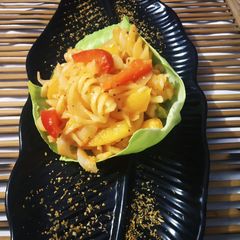 A picture of Red sauce pasta.
