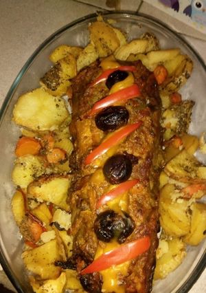 Una foto de Peceto al horno con papas saborizadas