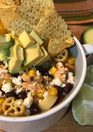 A picture of 30 minute chicken tortilla Soup.