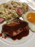 สเต็กหมูพริกไทยดำ ราดซอสบาบีคิว