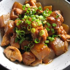 A picture of Konnyaku (Konjac) & Chicken with Sweet Miso Sauce.