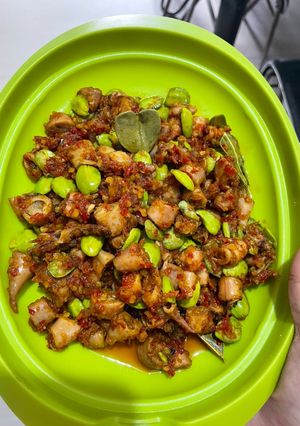 Foto resep Sambal cumi asin pete