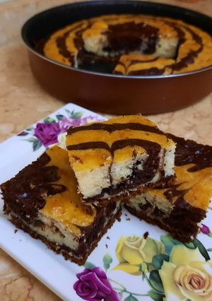 صورة لوصفة ماربل كيك في الخلاط هش ولذيذ 🥧🍰
