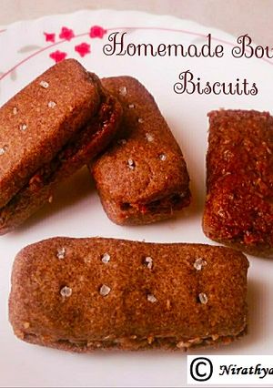 A picture of Homemade Bourbon Biscuits {FingerMillet} – Eggless and Vegan.