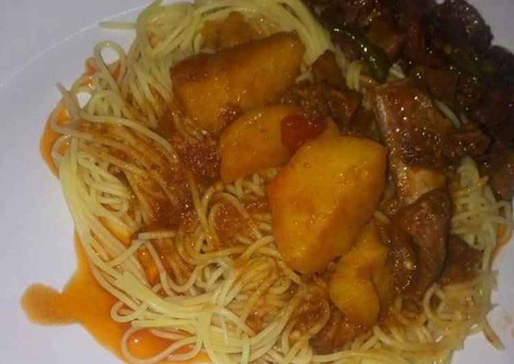 Easiest Way to Make Homemade Spaghetti with wet fried beef