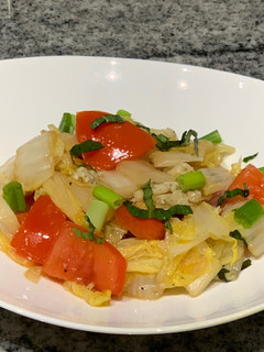 A picture of Stir Fry Napa Cabbage with Scrambled Eggs.