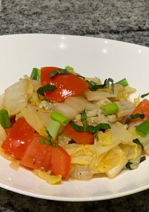 Foto resep Stir Fry Napa Cabbage with Scrambled Eggs
