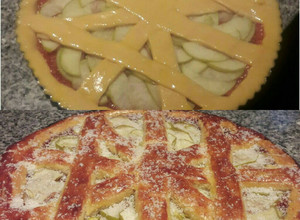 Una foto de Pasta frola con membrillo y manzanas verdes, deliciosa