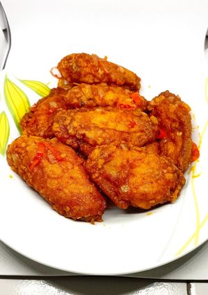 Foto resep Spicy wings "kriuk di luar juicy di dalam" (Sayap goreng pedas)