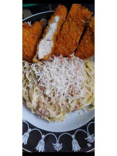 Foto resep Spaghetti carbonara + katsu