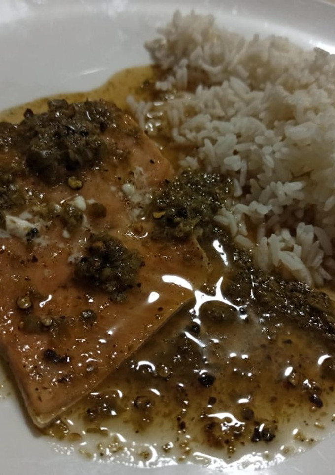 A picture of Salmon with Capers, Lime and Maple Syrup.
