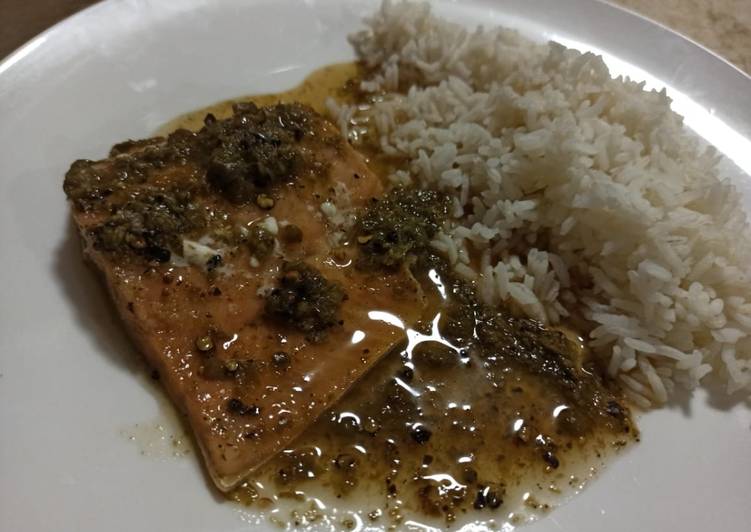 Salmon with Capers, Lime and Maple Syrup