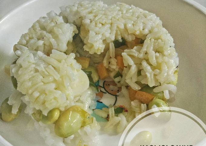 Langkah Mudah untuk Menyiapkan Nasi isi sayur edamame mpasi 11 bulan Anti Gagal