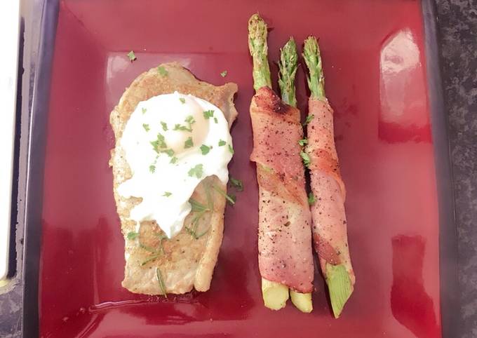 Recipe of Speedy Bacon Asparagus with Steak & Poached Egg