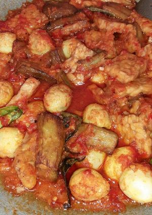 Foto resep Balado telur puyuh,tempe,terong