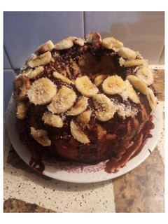 Una foto de Budín de banana con doble cobertura ganache de chocolate