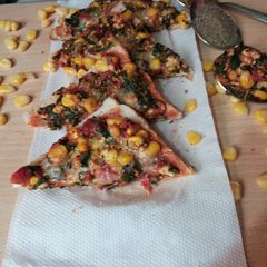 A picture of Corn spinach cheese toast.