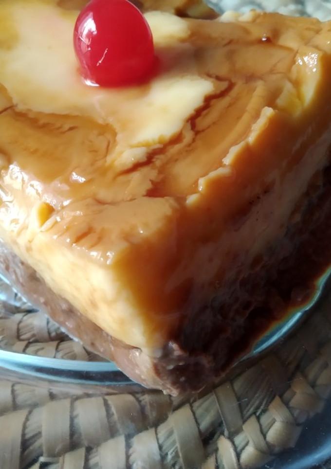 Una foto de Flan dos colores