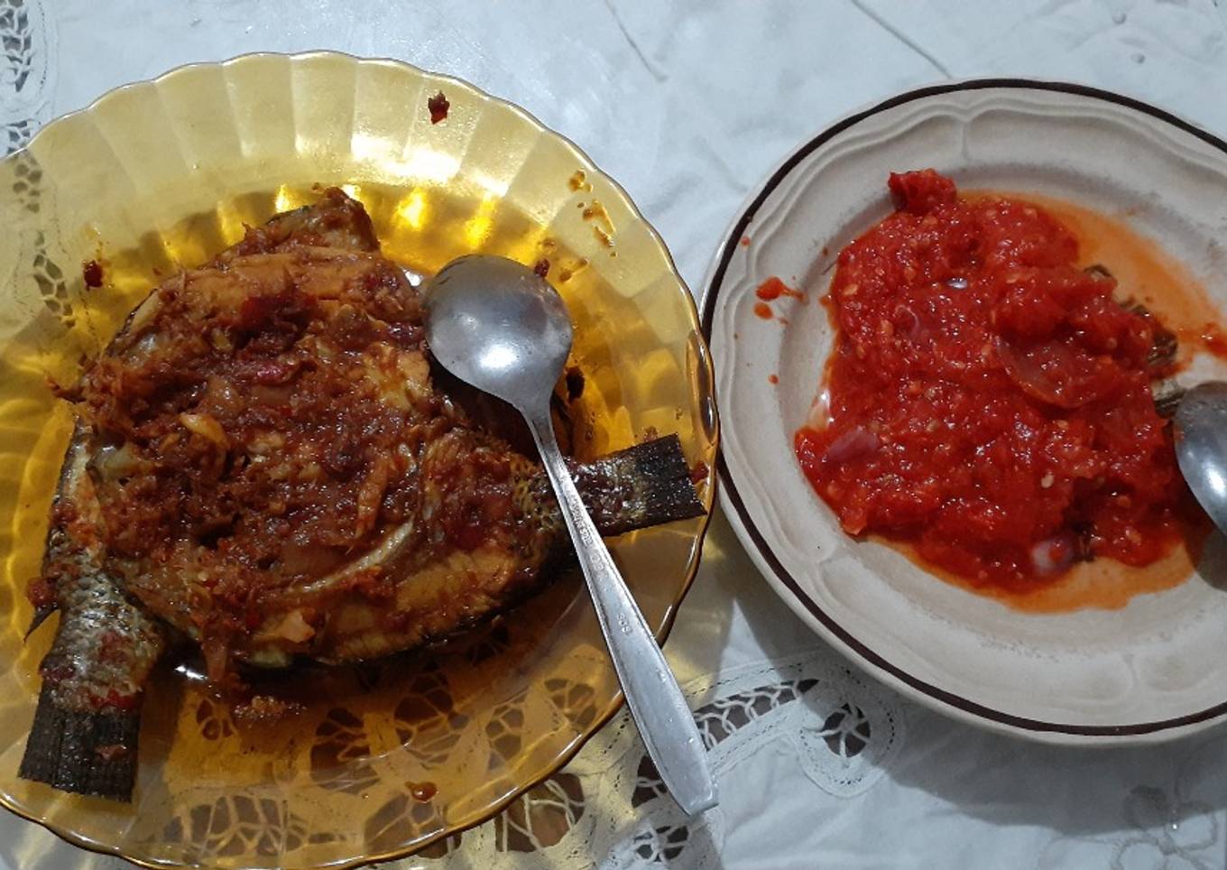 Ikan Bakar teflon dengan Sambal lado