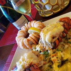 A picture of Butter champagne lobster ravioli.