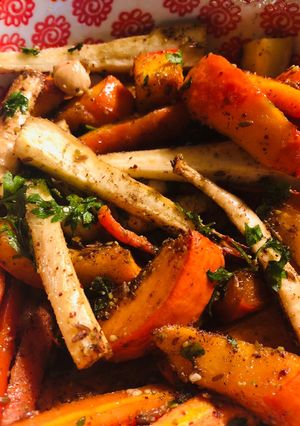 A picture of Roasted vegetables: the za’atar mix - vegan.