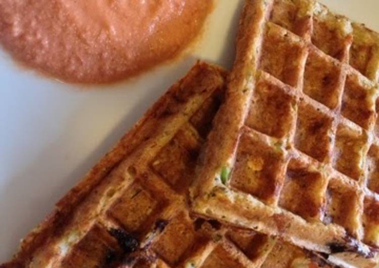 Healthy zucchini and blue berry waffles
