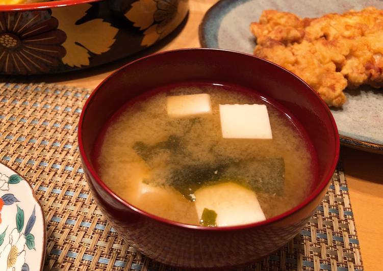 Homemade Japanese Classic Miso Soup with Tofu